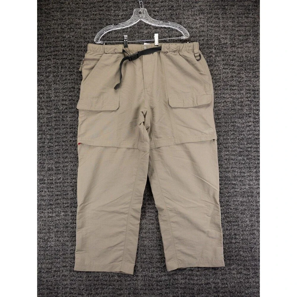 The North Face Convertible Cargo Pants Mens 2XL Beige Belted Flex Waist Gorpcore